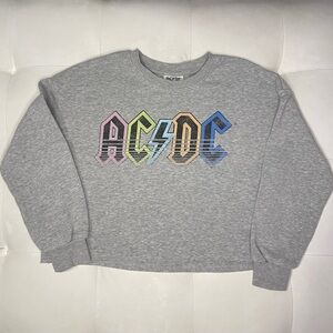 Girls' AC/DC Cropped Crewneck Sweatshirt - art class™ Gray